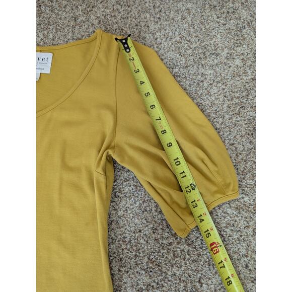 VELVET By Graham & Spencer Meghan Puff-Sleeve Mini Dress Butter Cup Small - Picture 11 of 14